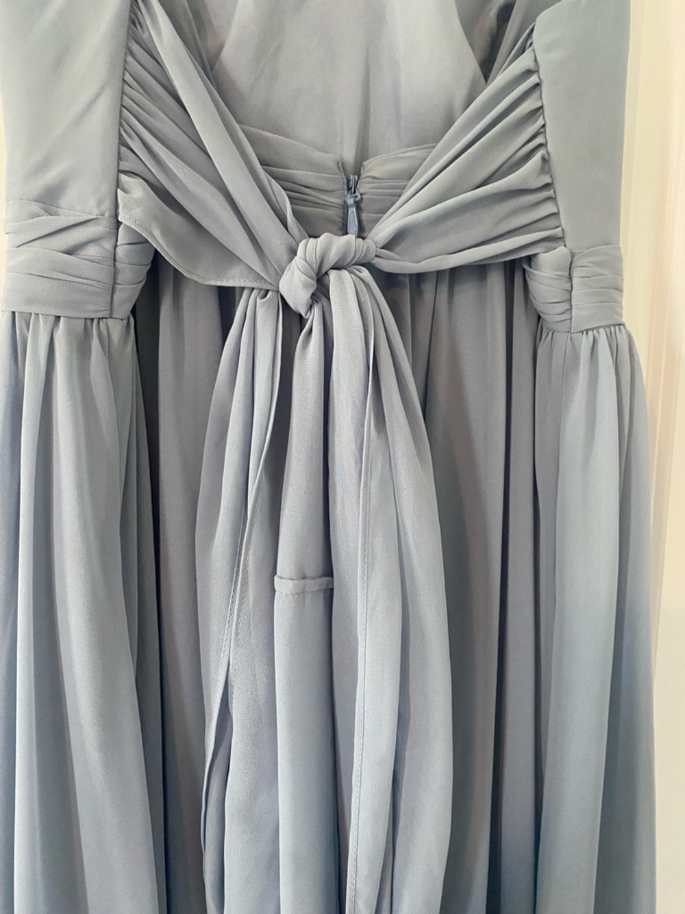 Azazie Dusty Blue Kora Pleated Chiffon Maxi Dress - Picture 4 of 8